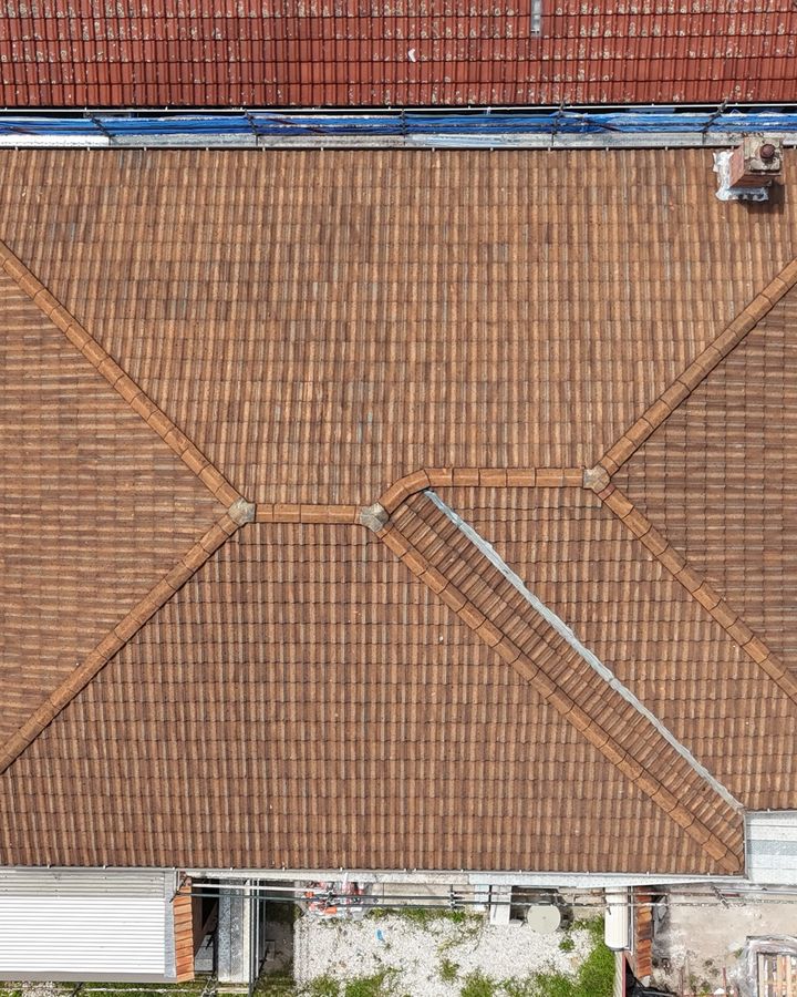 Terracotta to charcoal roof restoration in Strathfield, before